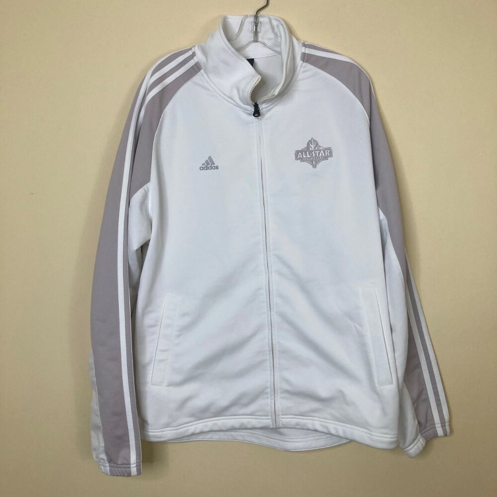 Adidas NBA All-Star Phoenix 2009 Full Zip Jacket Mens Large White Gray Flaw